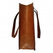 TS5. Prosta klasyczna skórzana shopperka damska torba na ramię z naturanej skóry. Kolor: brązowy. Rozmiar: 14"