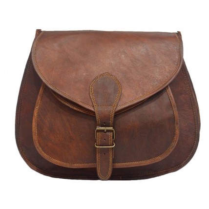 8. Skórzana torebka damska na ramie, wykonana ręcznie z naturanej skóry. Kolor: brązowy. Rozmiar: 7"-13"