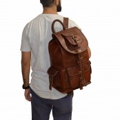 TP9a Średniej wielkości skórzany plecak VINTAGE 7™ damski / męski. Idealny na laptopa. Rozmiar: 18"