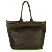 V4 Skórzana torba shopper na ramię damska. Skóra naturalna vintage Nity