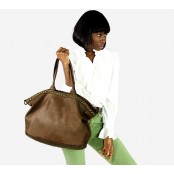 V32 Skórzana torba shopper na ramię damska. Skóra naturalna vintage Nity. 6 kolorów