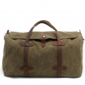7. WaxCover Weekender II Vintage™ Podręczna torba podróżna, weekendowa. Gruba bawełna woskowana i skóra naturalna. Damska / męska. Kolor: zieleń wojskowa