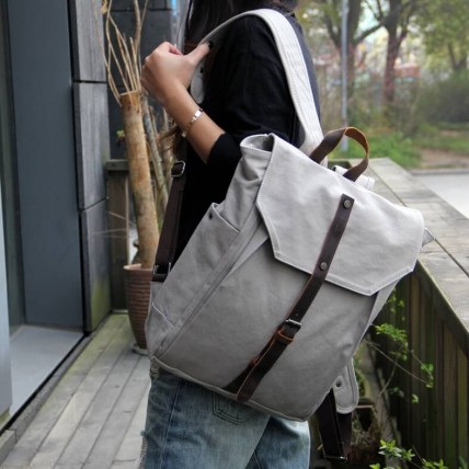 A4096 MAIA 2w1™ Plecak - torba na ramię płótno - skóra naturalna damska